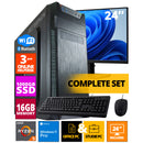 Conjunto de PC de oficina de presupuesto - Ryzen 5 - 1TB NVME SSD - 16GB RAM - Radeon Vega 7 (Monitor de 24 pulgadas | Mouse | Teclado | Incluyendo Office Professional más 2021)