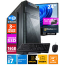 Conjunto de PC de Oficina de Presupuesto de Intel - PC de Office - Monitor de 24 pulgadas + Matón + teclado - incluyendo Office Professional más 2021, Norton 360 y USB SD Tarjeta Reader