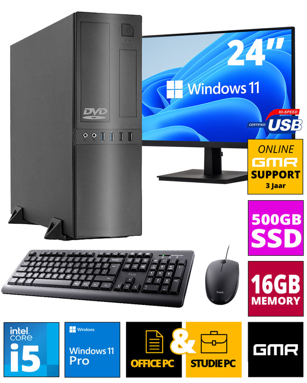 Conjunto completo de PCs Intel | Intel Core i5 | 16 GB RAM | 500 GB SSD | Windows 11 Pro