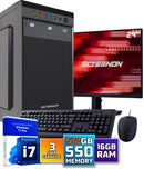 Intel Compleet PC SET | Intel Core i7 | 16 GB DDR4 | 512 GB SSD + 24 Inch Monitor + Muis + Toetsenbord | Windows 11 Pro + WiFi & Bluetooth