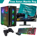 ScreenON - Racing Gaming Set + Aston Martin Flag - F4315027 - (GamePC.F13050 + 27 Inch Monitor + Toetsenbord + Muis + Controller + Gratis Aston Martin Flag) - ScreenOn